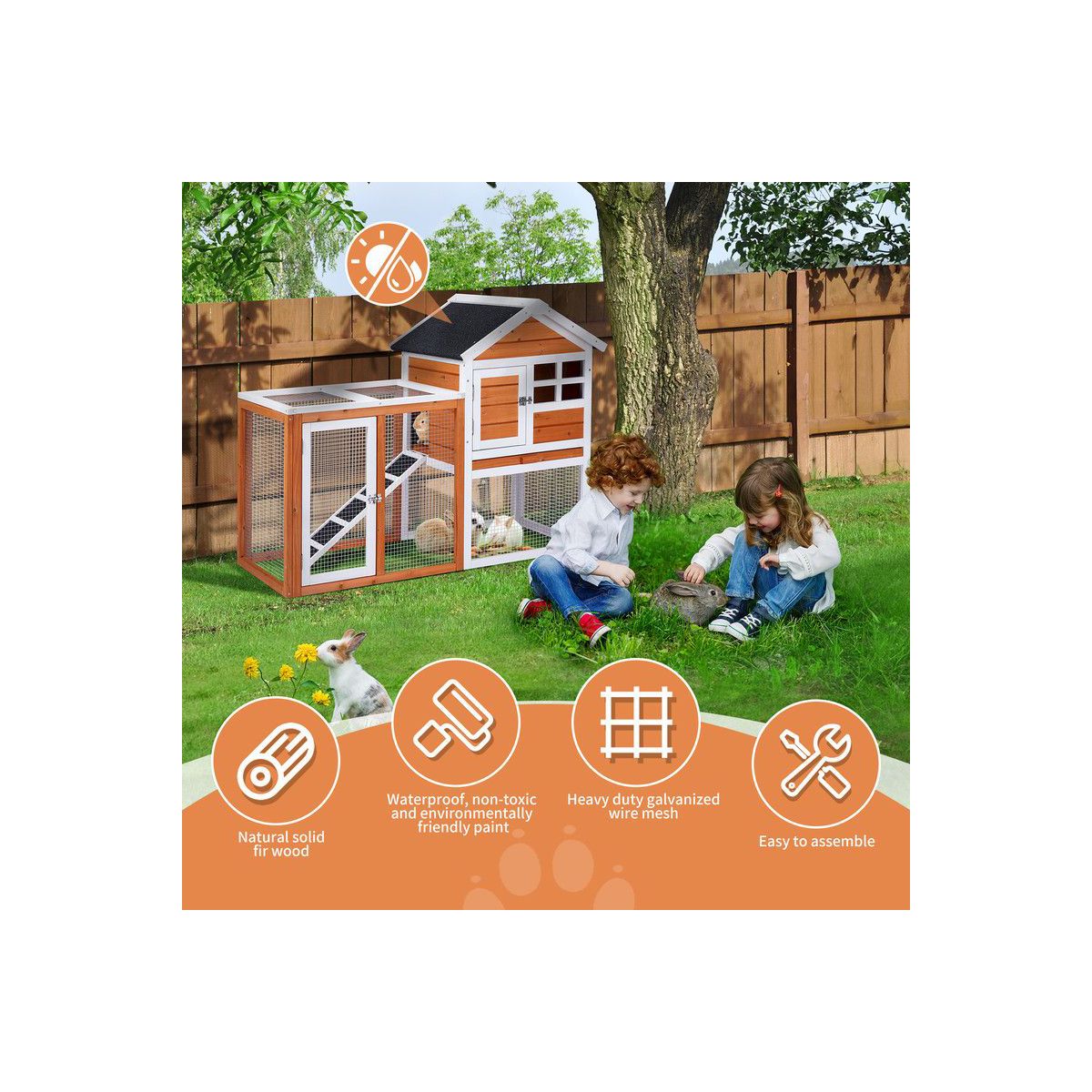 Chicken House with Leakproof Pull-Out Tray and UV-Resistant Roof Panel