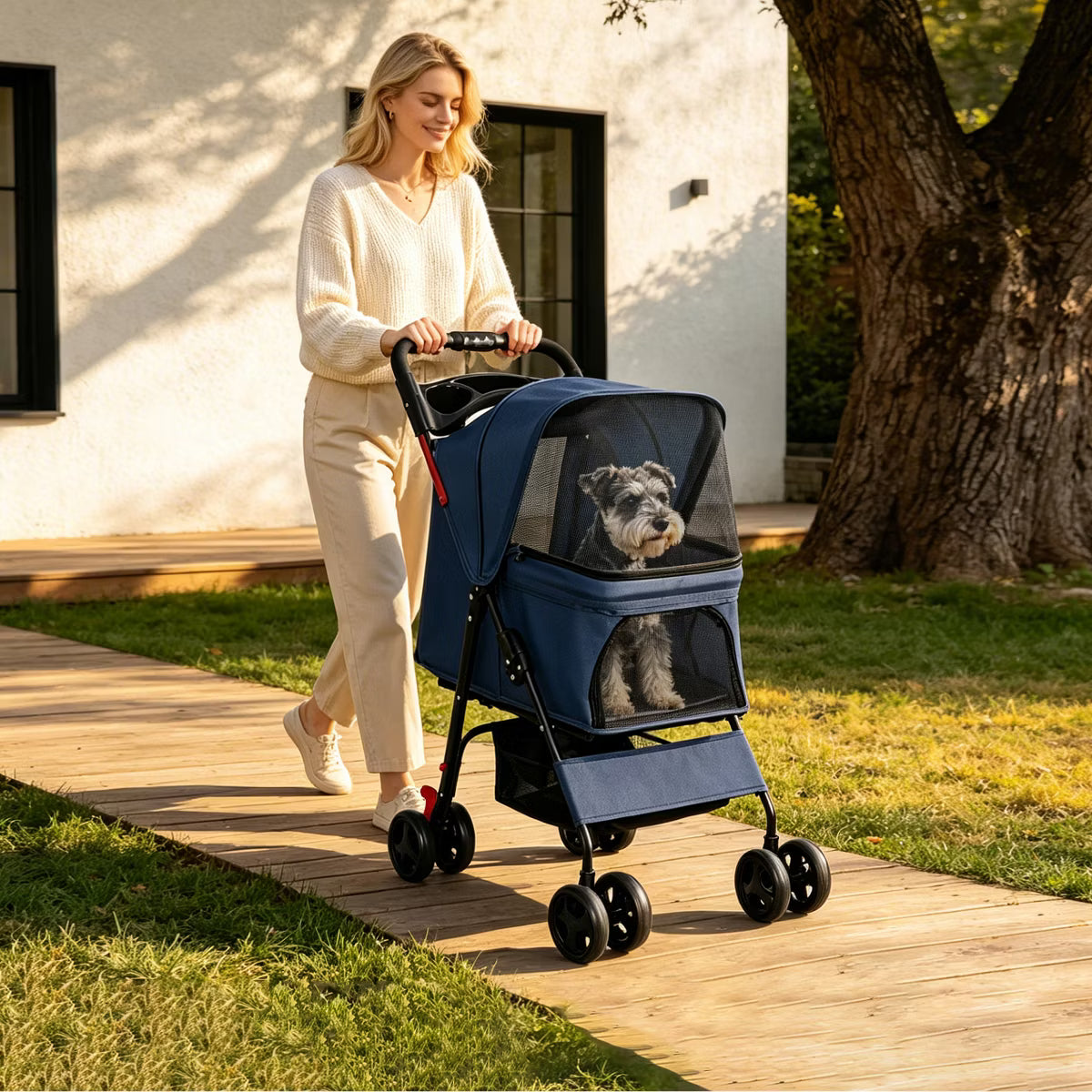 Pet Stroller for Small Dogs and Cats Under 28 lbs,