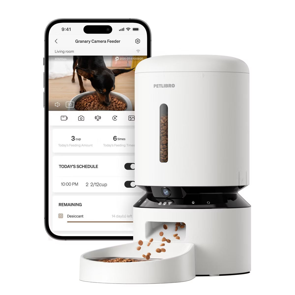 5L Dog and Cat Feeder with Granary Camera - White