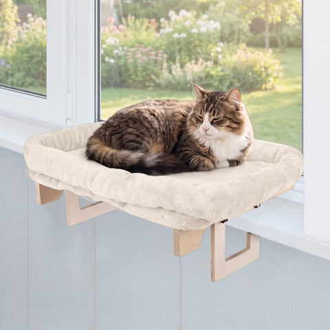 Cat Window Perch with Bolster  Cream