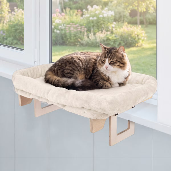 Cat Window Perch with Bolster  Cream