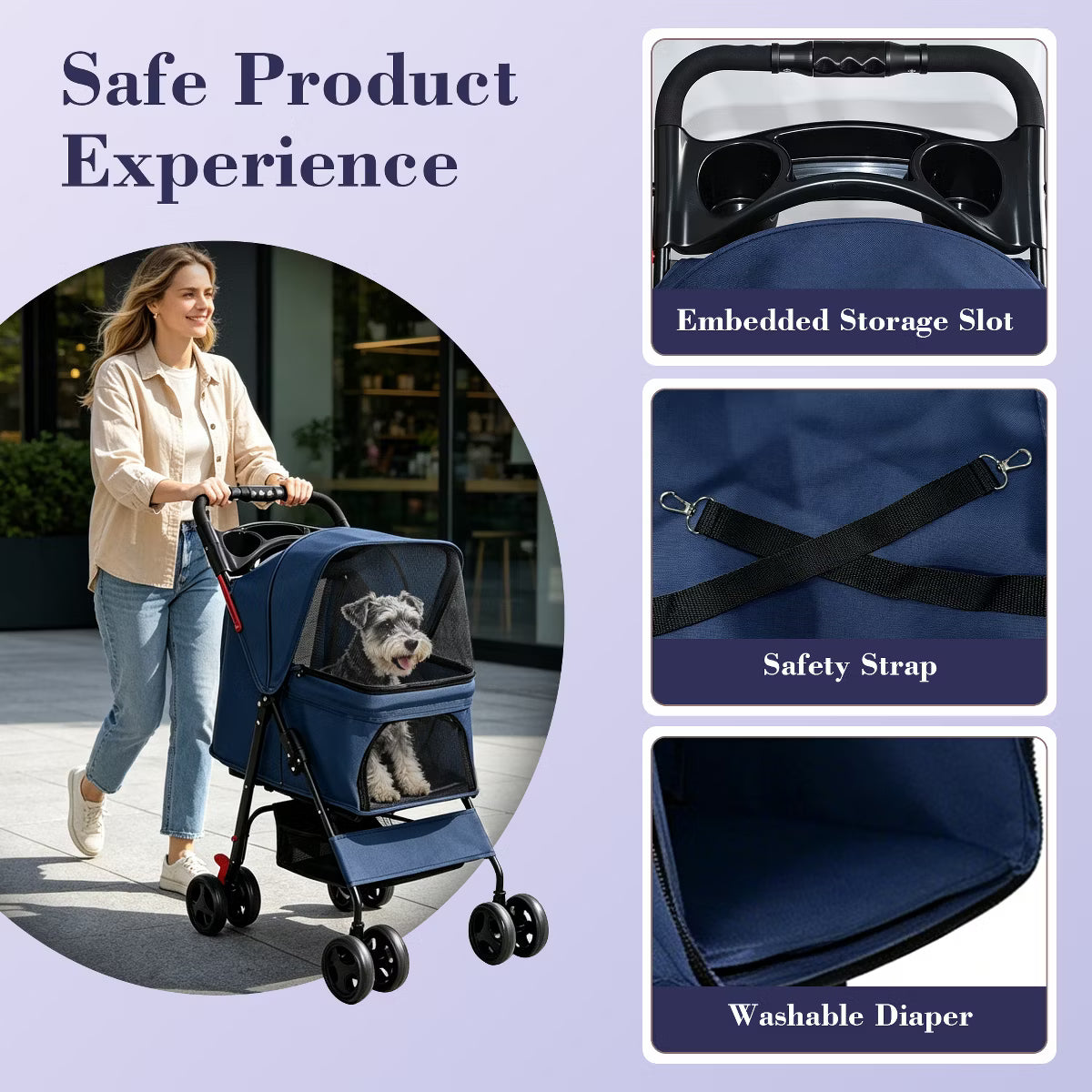 Pet Stroller for Small Dogs and Cats Under 28 lbs,