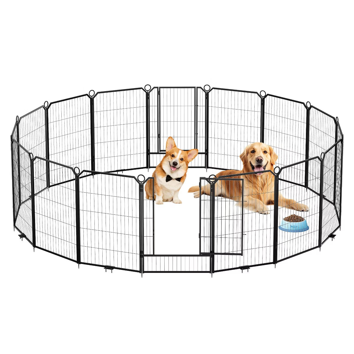 16 Panel Metal Dog Playpen – Portable Exercise Pen with Gate