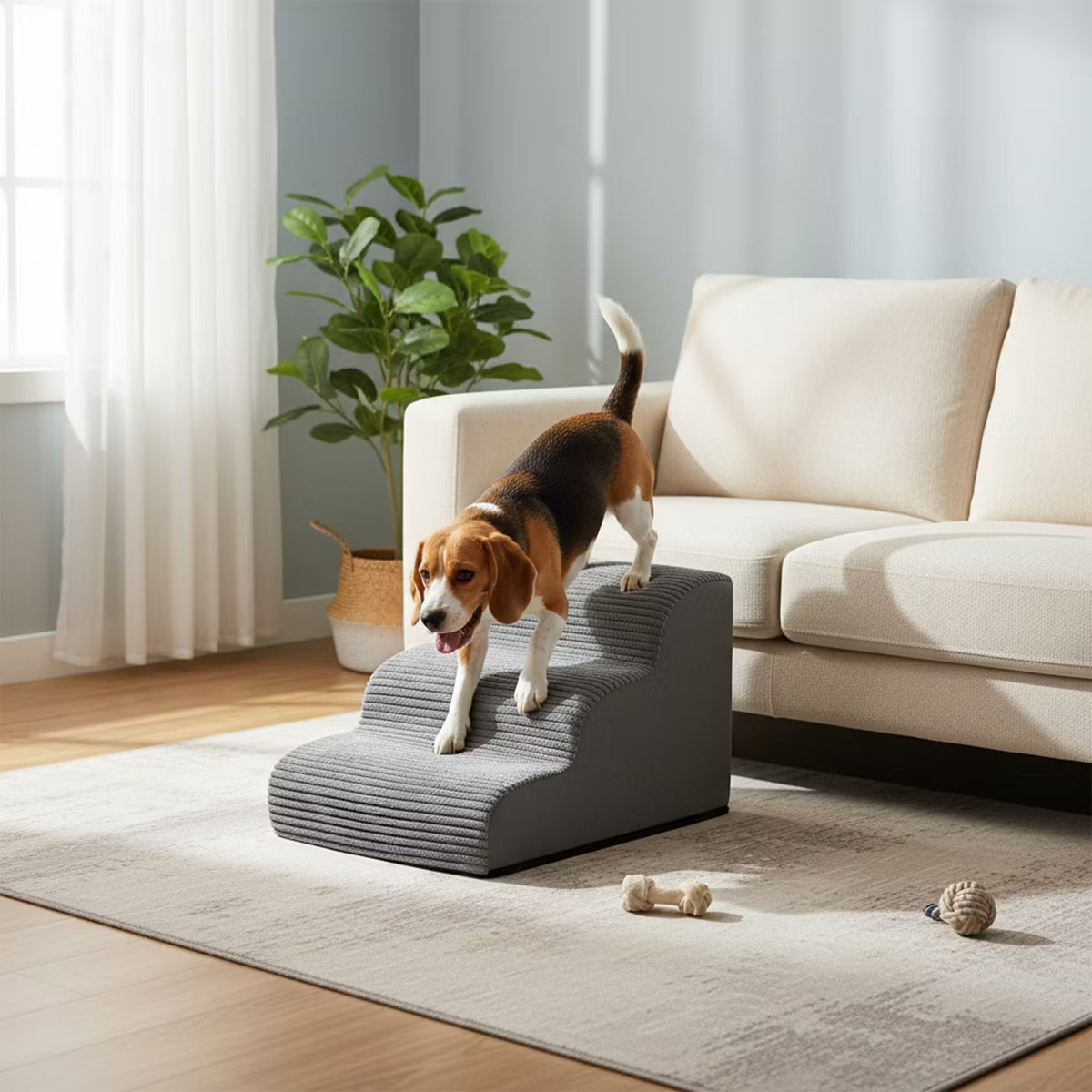 3-Step Dog Stairs, Anti-Slip Foam Pet Steps for Bed, 22.4 x 15.8 x 15.8 inches