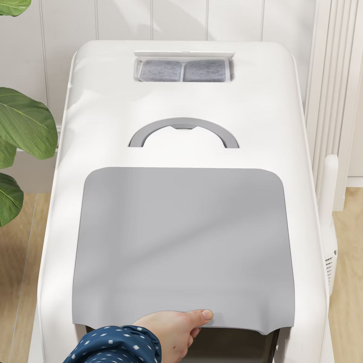Stainless Steel Cat Litter Box, Extra Large 2 in 1 Kitty Litter Box with Removable Lid, Scoop,