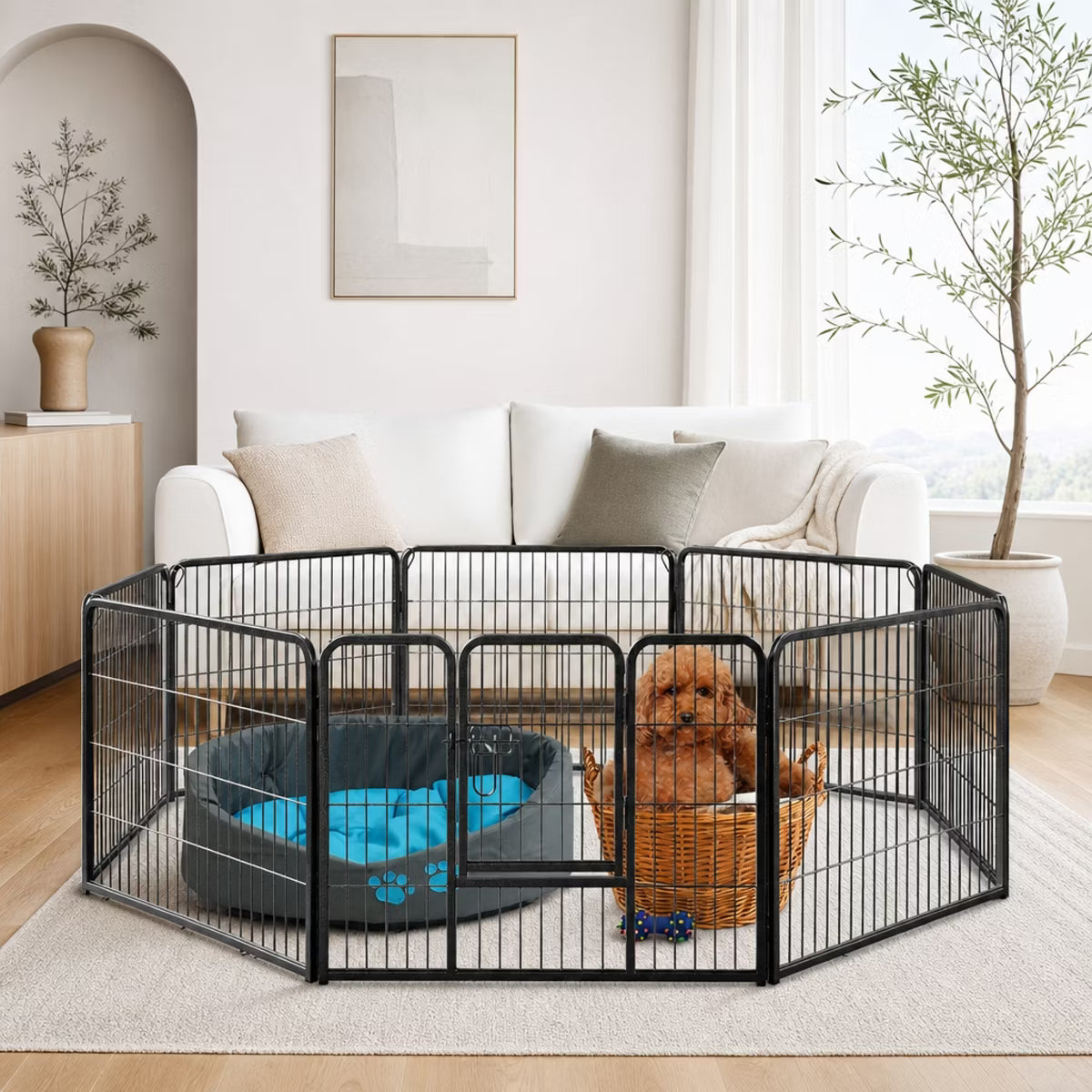 8 Panel Heavy Duty Dog Playpen with Door for Indoor Outdoor
