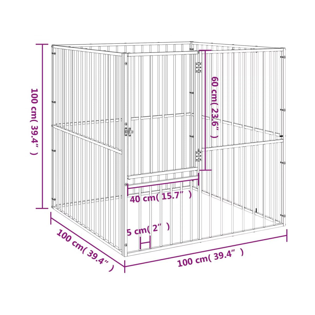 Dog Playpen Black Galvanized Steel 39.4 in Durable Dog Playpen