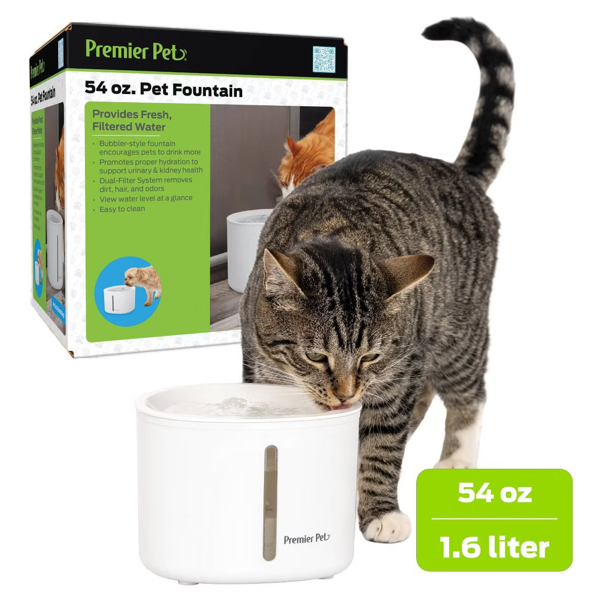 54oz Dog and Cat Automated Fountain - White
