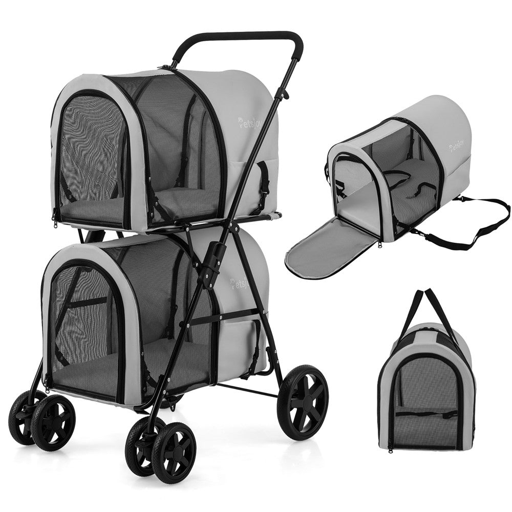 Costway double cat stroller folded flat for storage