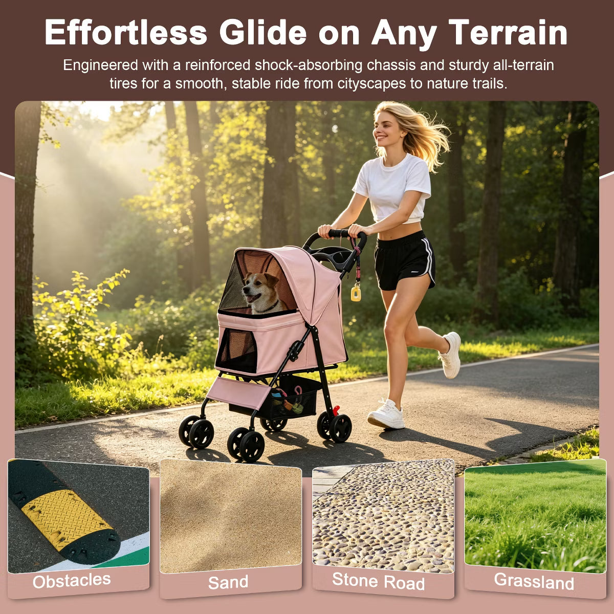 Pet Stroller for Small Dogs and Cats Under 28 lbs,