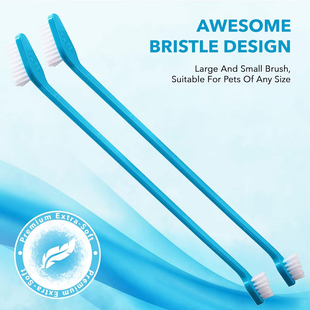 6 Dual-Headed Dog Tooth Brush + 2 Pet Finger Toothbrush for Small and Large Breeds, 8 Pack