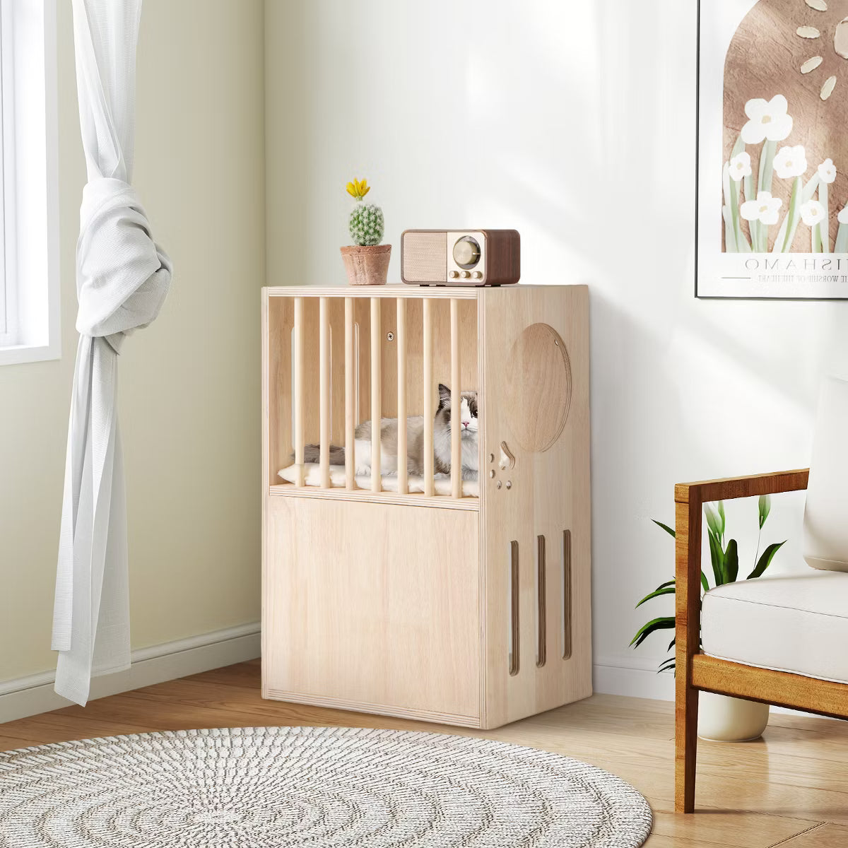 Luxury Wood Cat House Kitten Cage Condo