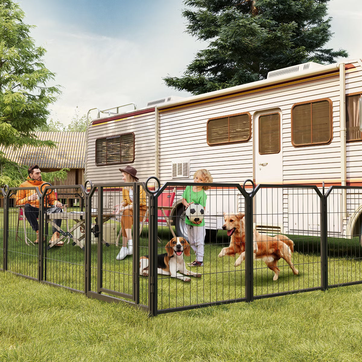 16 Panel Metal Dog Playpen – Portable Exercise Pen with Gate