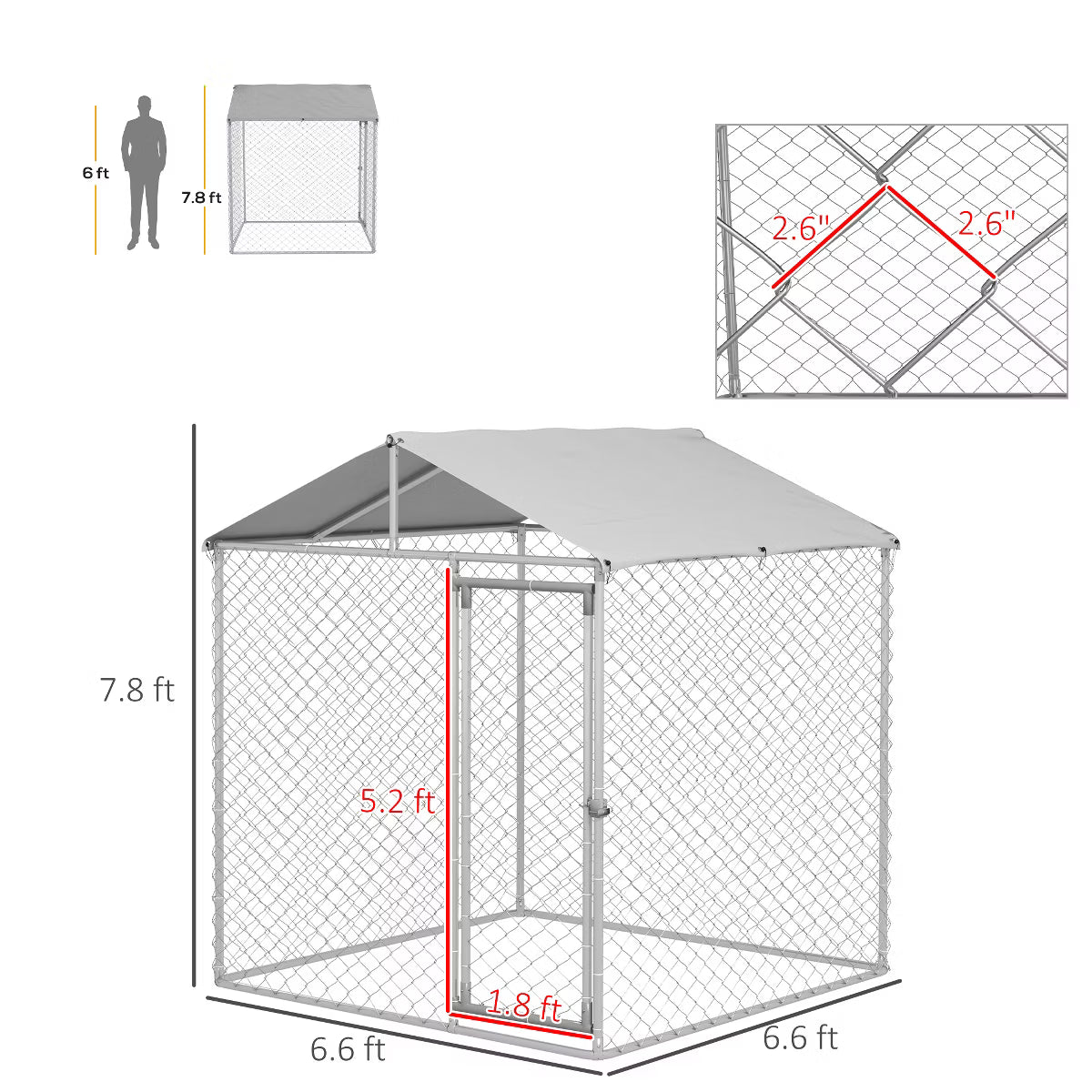 Outdoor Dog Kennel, Heavy Duty Dog Run with Waterproof Cover
