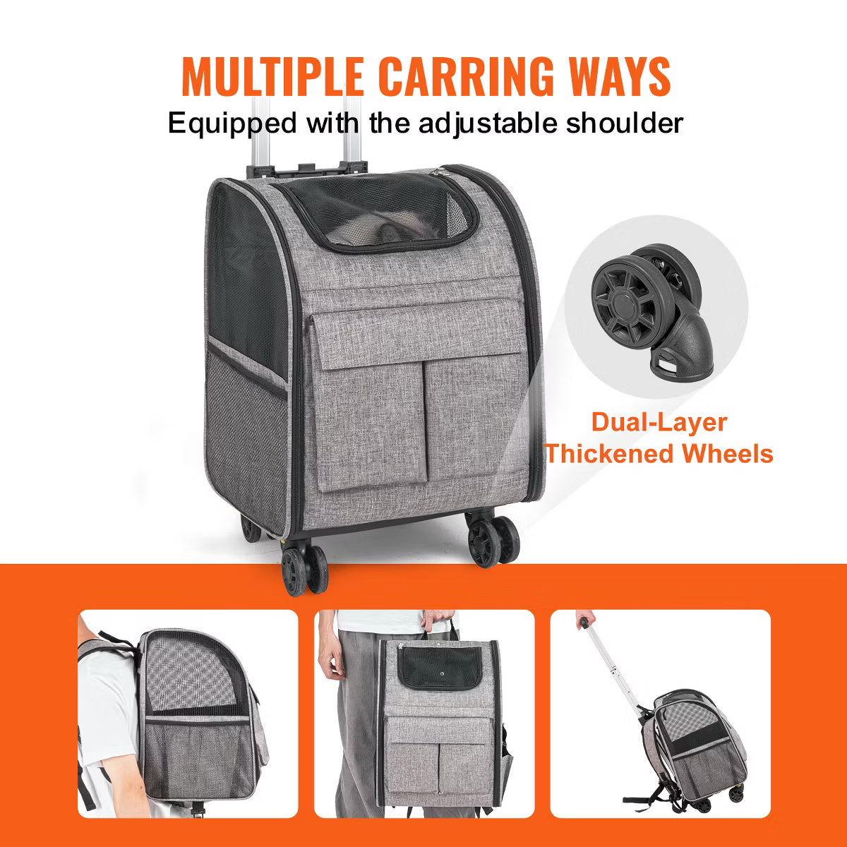 Backpack with Removable Wheels for Under 18LBS,