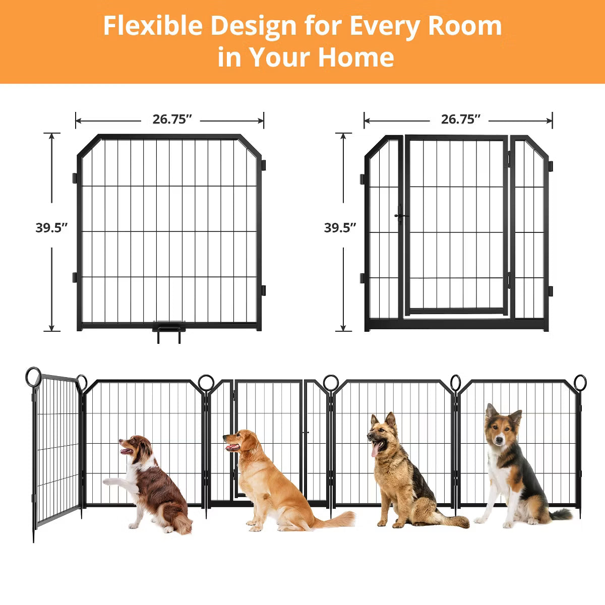 16 Panel Metal Dog Playpen – Portable Exercise Pen with Gate