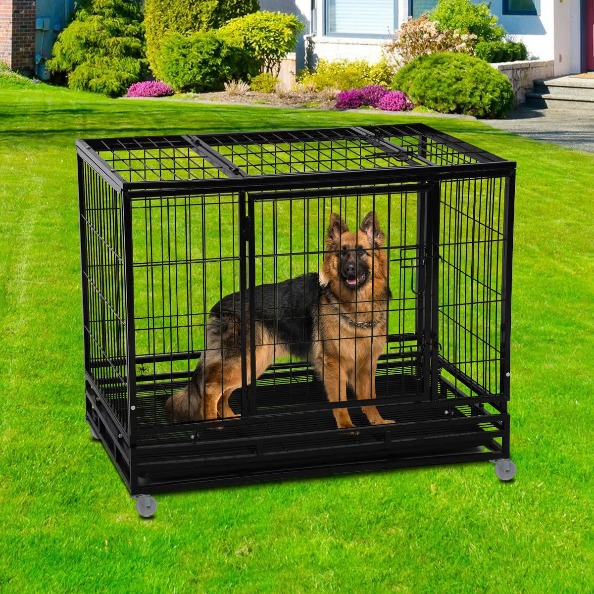 42 Inch Dog Crate Heavy Duty Dog Kennel Indoor Outdoor