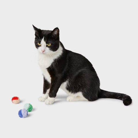 Furry Pom Poms Cat Toy 3pk