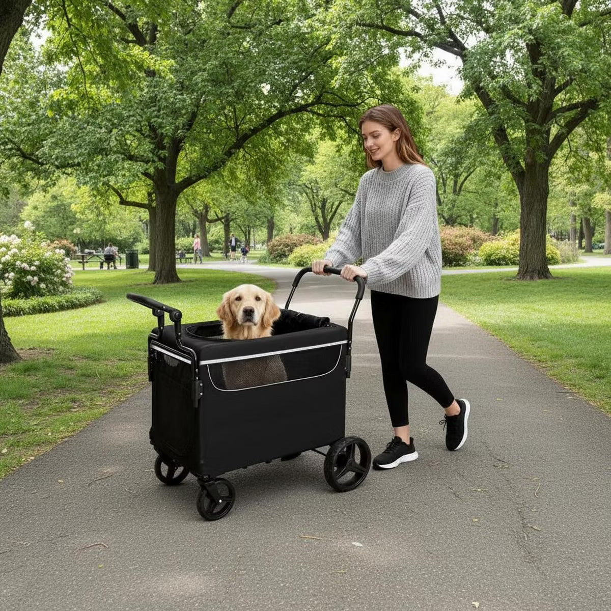 All Terrain Dog Stroller Wagon, Large & Medium Dog Pet Cart with Ramp