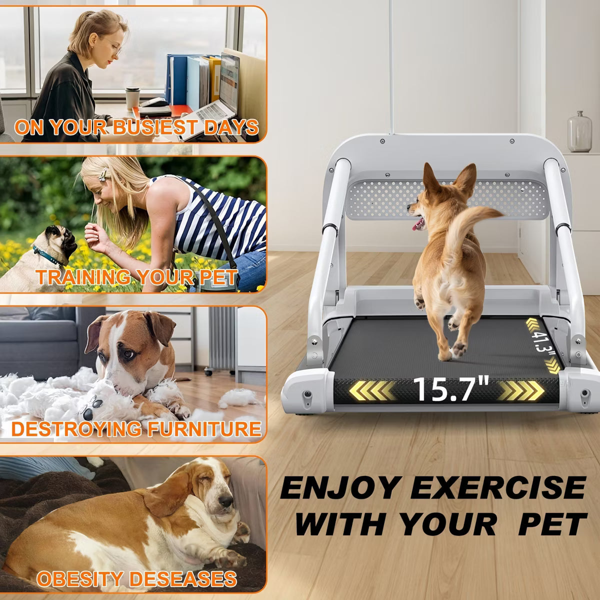 51.18" x 22.05" x 37.08" 2026 New Portable Design Pet Treadmill with Incline