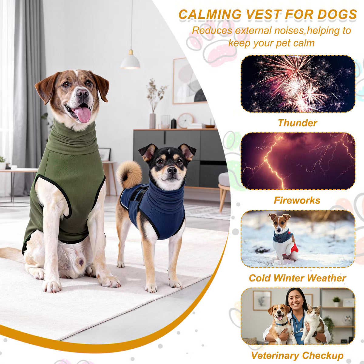 Breathable Adjustable Dog Anxiety Calming Hoodie for Thunder Fireworks Separation Dark Blue S