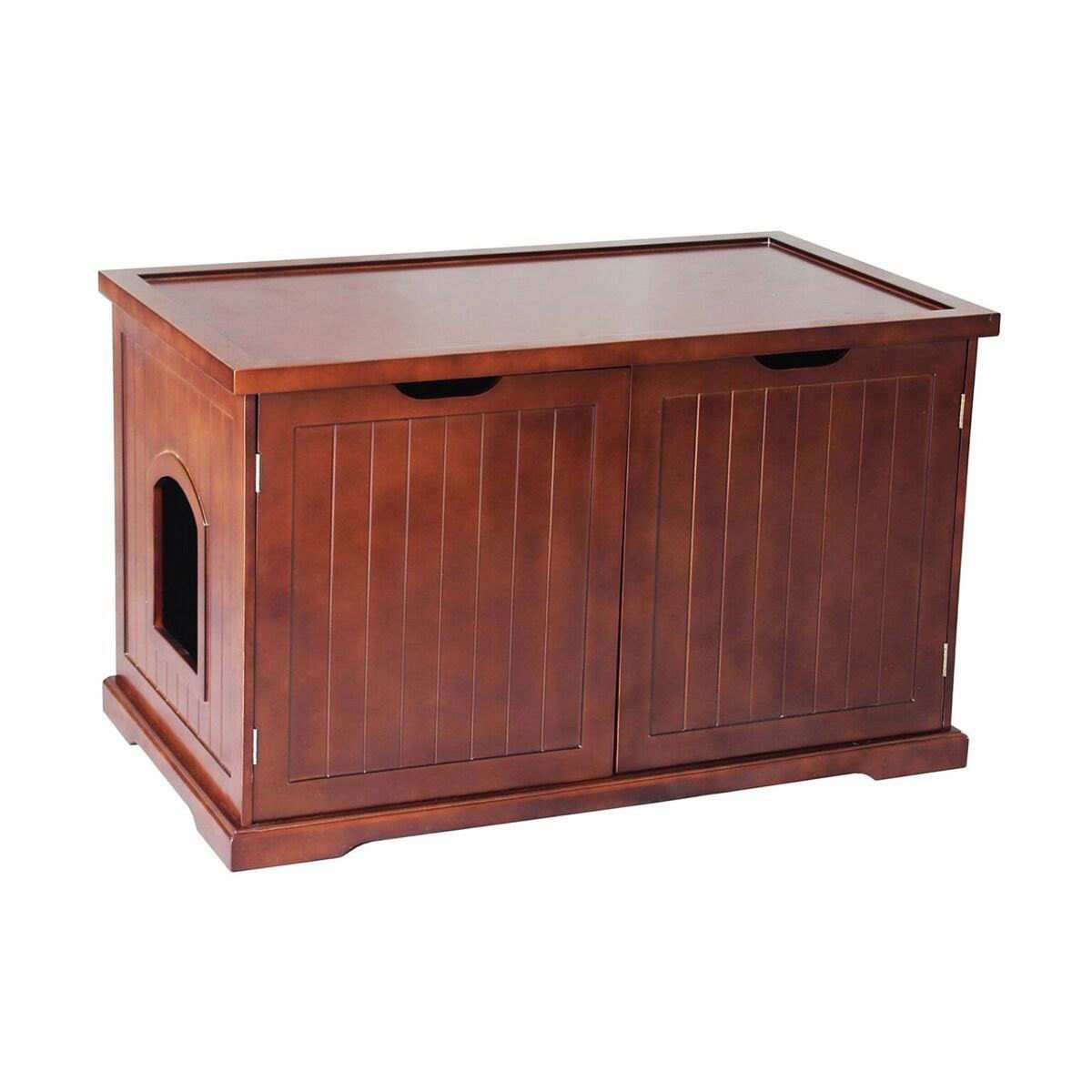 Pet Cat Washroom Bench with Removable Partition Wa