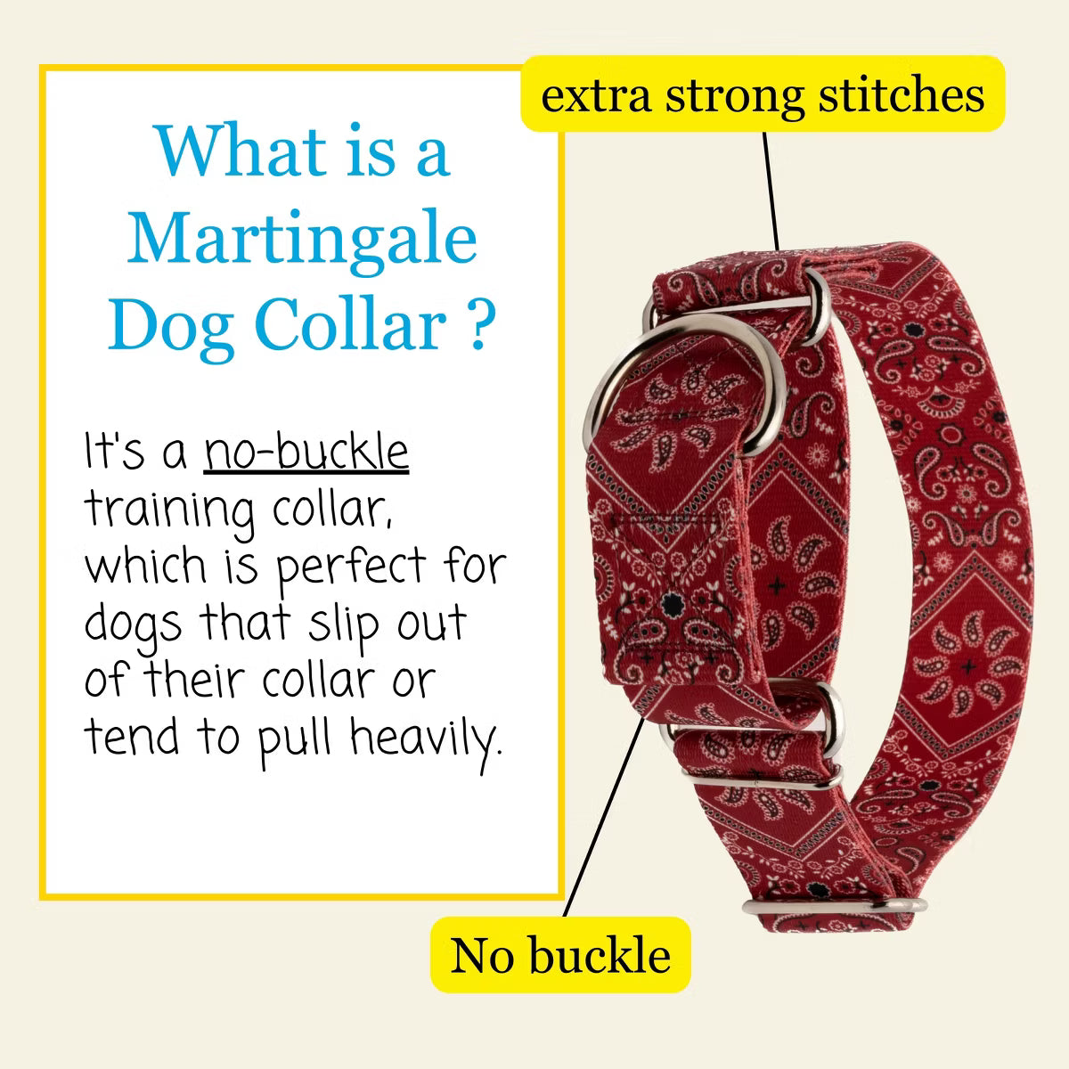 Wide Martingale Dog Collar (Red Bandana, Extra Large)
