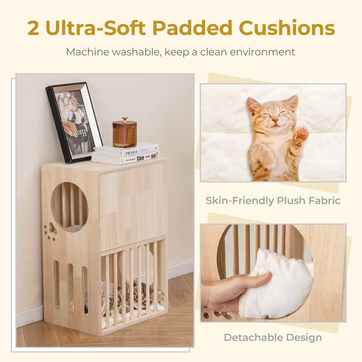 Luxury Wood Cat House Kitten Cage Condo
