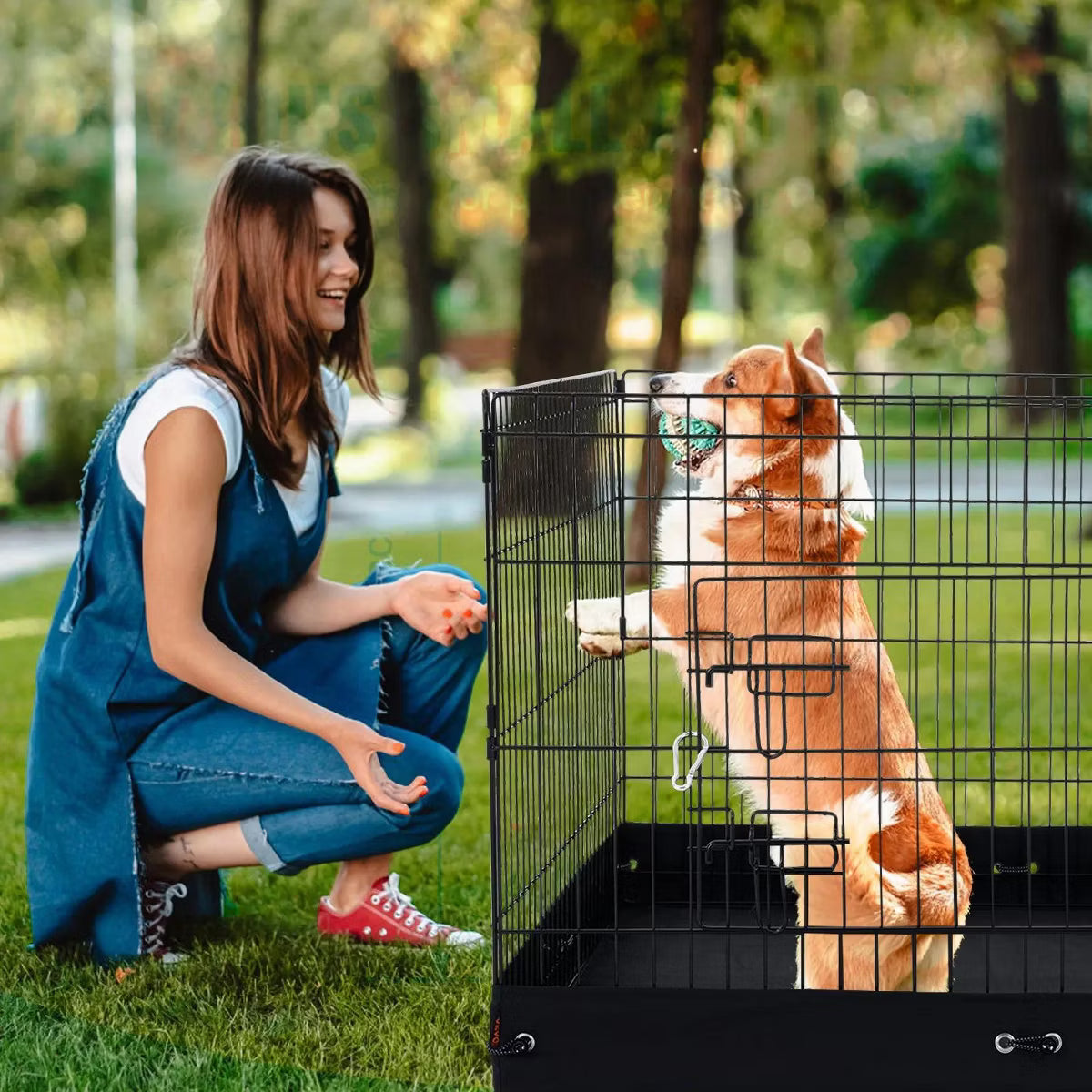 Foldable Metal Pet Cage with Door