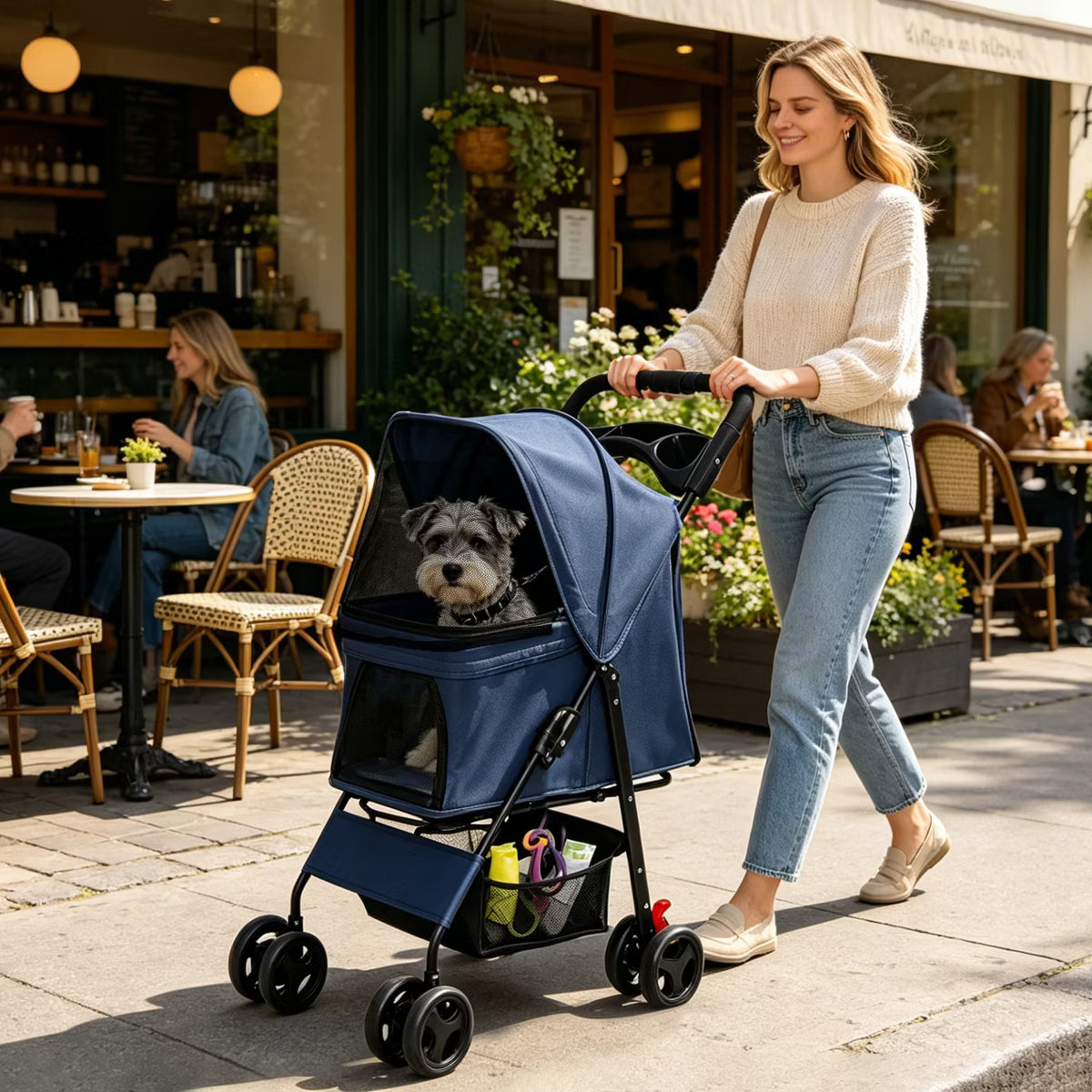 Pet Stroller for Small Dogs and Cats Under 28 lbs,