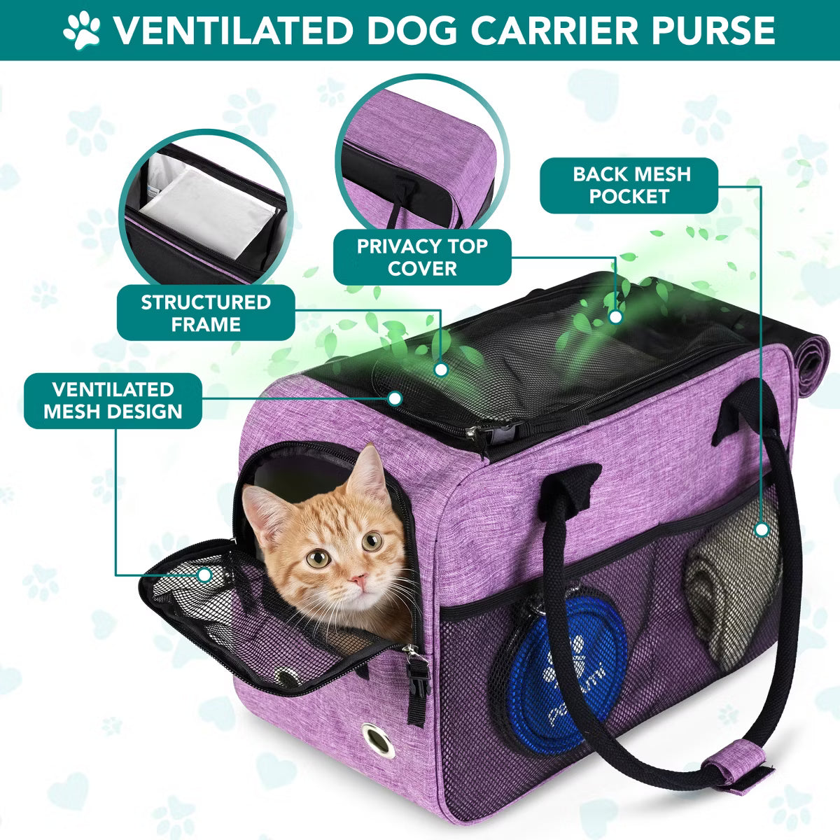 Airline Approved Soft Sided Pet Carrying Bag Pockets
