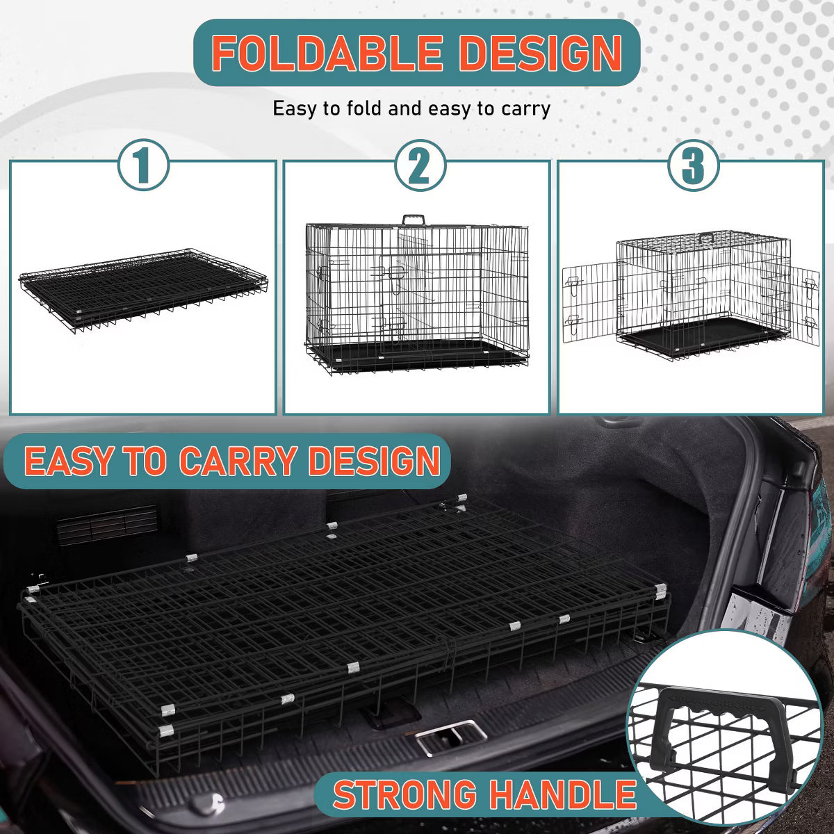 36in Dog Crates for Dogs Folding Mental Wire Crates Dog Kennels Pet Crate with Removable Tray and Handle,