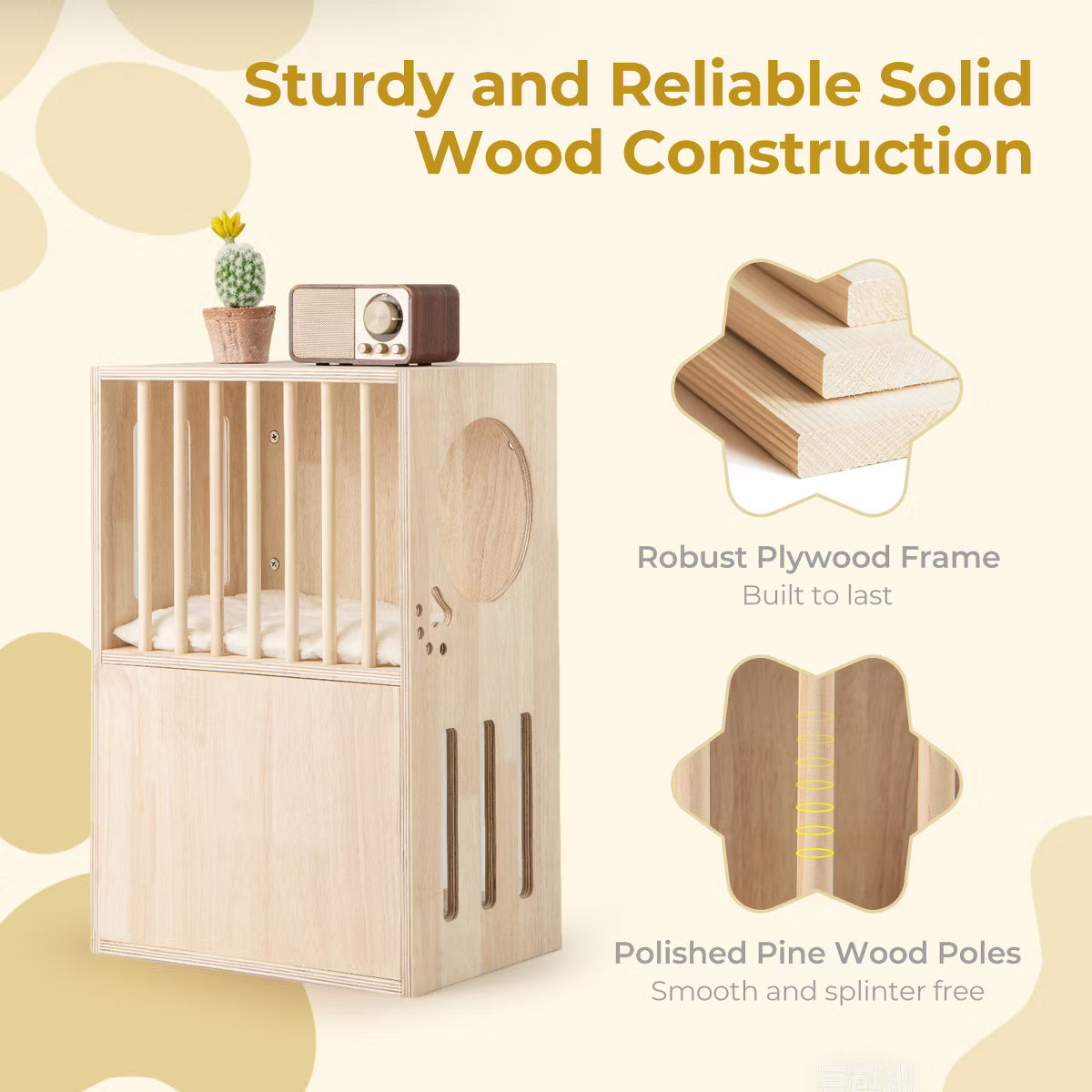 Luxury Wood Cat House Kitten Cage Condo