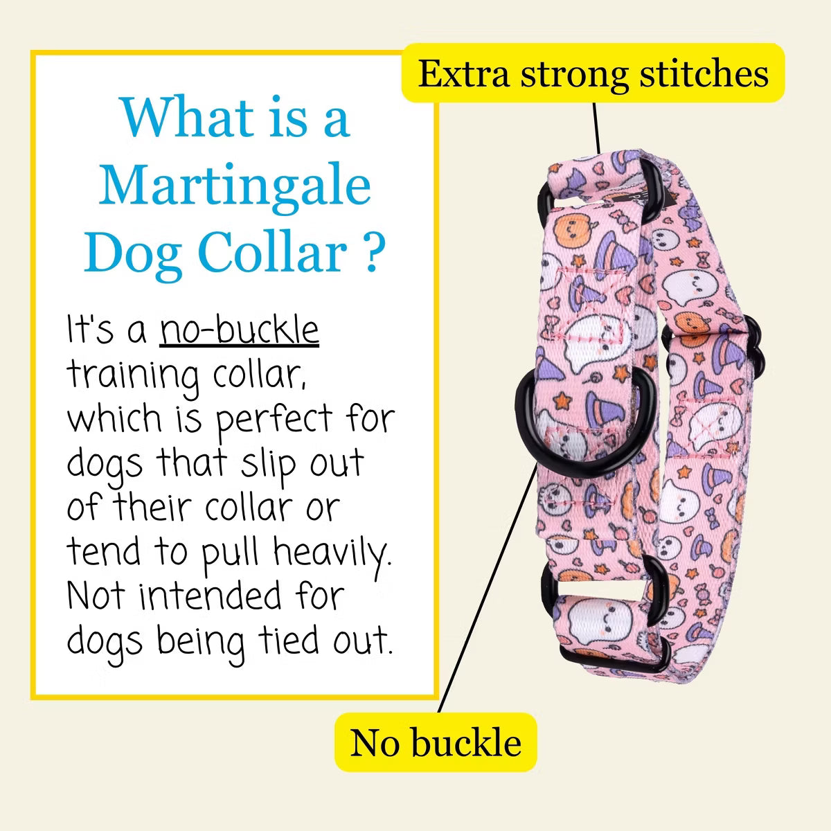Boo Bash Martingale Dog Collar 5/8 Inch, Smal