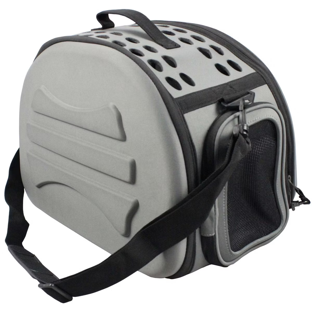 Collapsible Military Grade Travel Pet Dog Carrier Crate, Grey