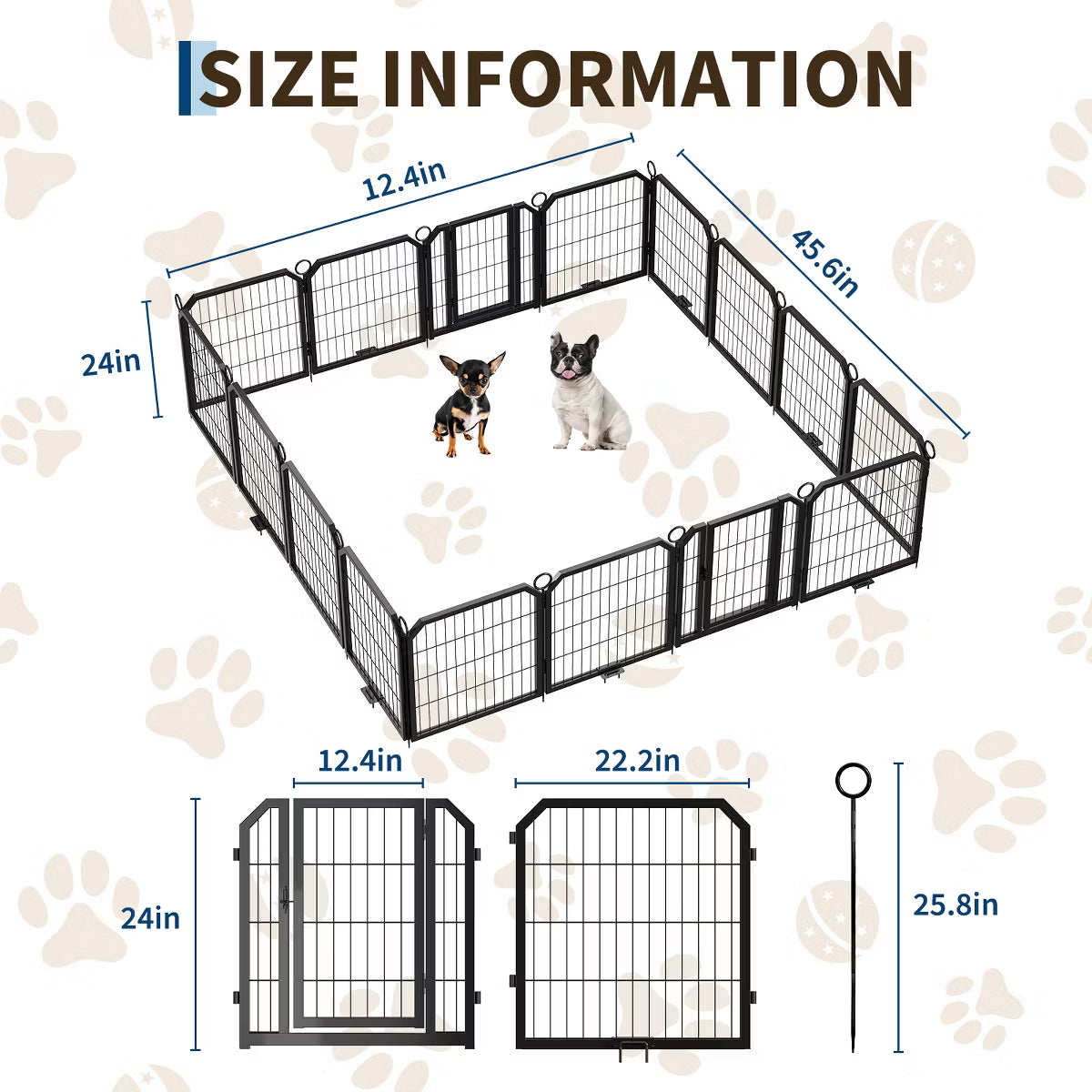 16 Panel Metal Dog Playpen – Portable Exercise Pen with Gate