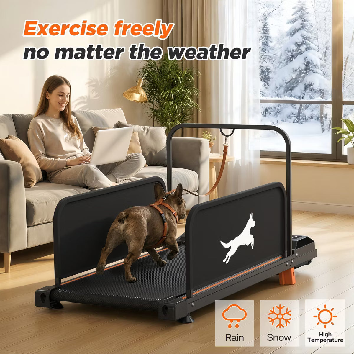43.11" x 19.29" x 28.35" 265Lbs Portable Small Indoor Pet Treadmill Featuring 2.5hp Quiet Motor/LCD Display