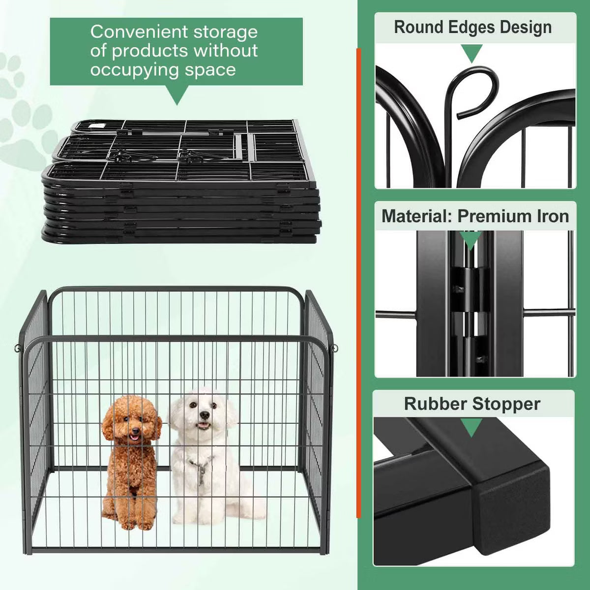 24 Inch Height, Indoor/Outdoor Folding Metal Portable Puppy Exercise Pen