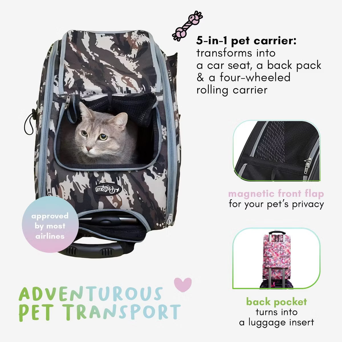 Dog Carrier for Small Size Pets, 5-in-1
