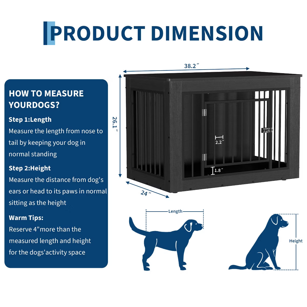 Wood Fusion Dog Cage Indoor As Side End Table,