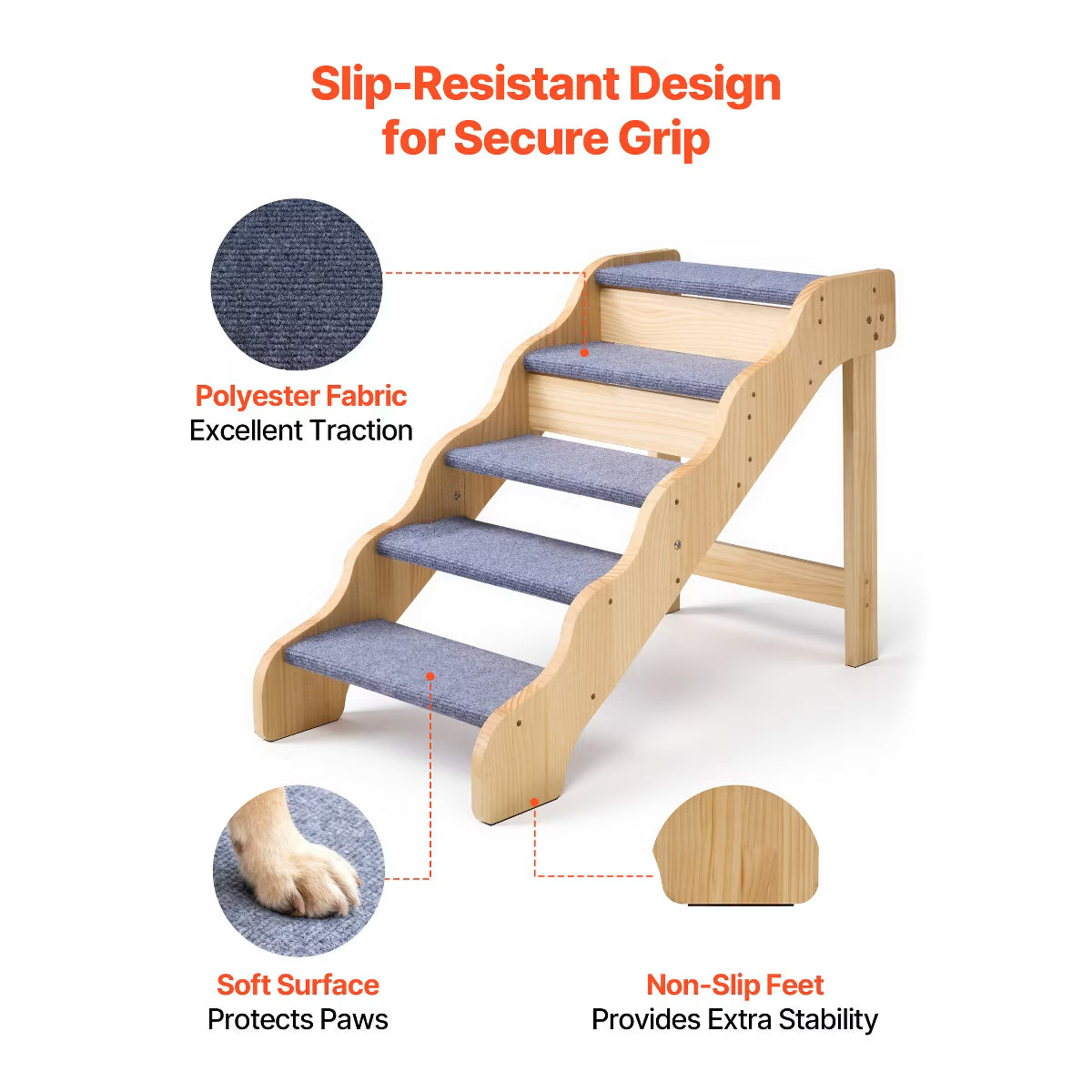 5-Step Dog Stairs for High Beds, Sofa & Cars