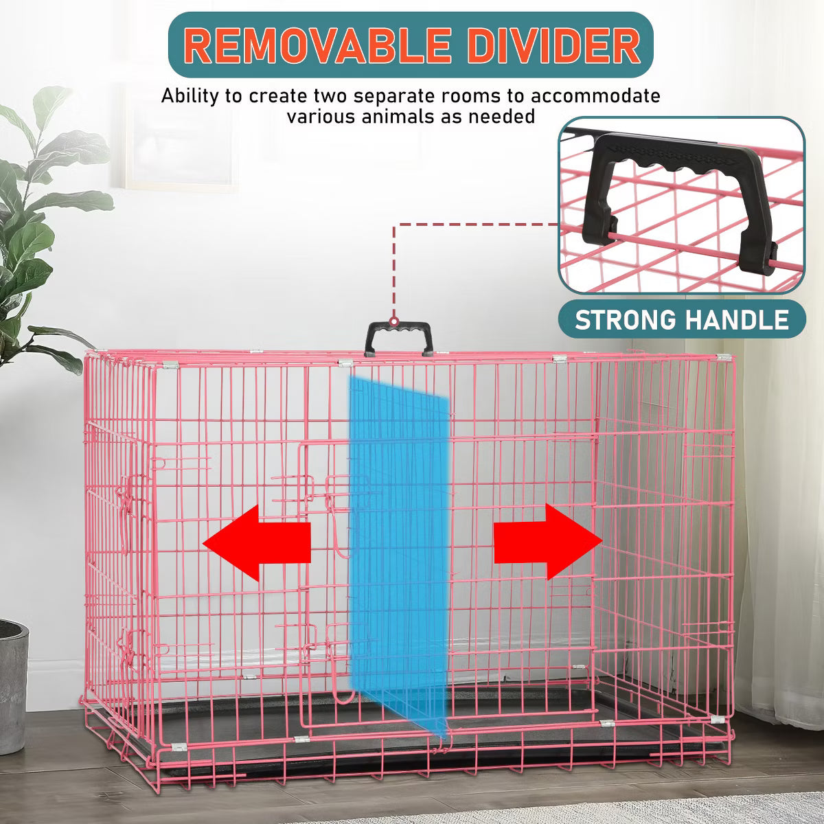 36in Dog Crates for Dogs Folding Mental Wire Crates Dog Kennels Pet Crate with Removable Tray and Handle,