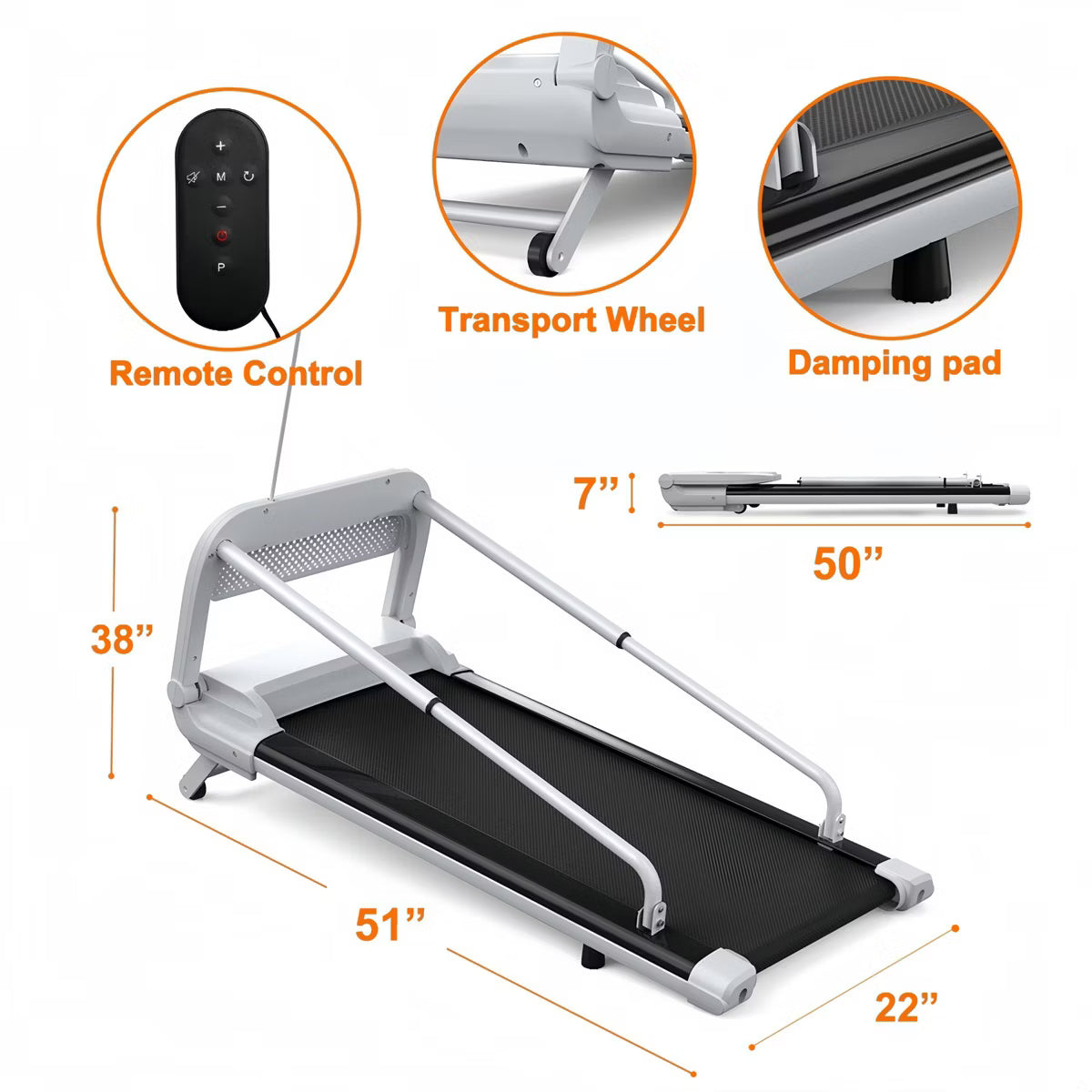 51.18" x 22.05" x 37.08" 2026 New Portable Design Pet Treadmill with Incline