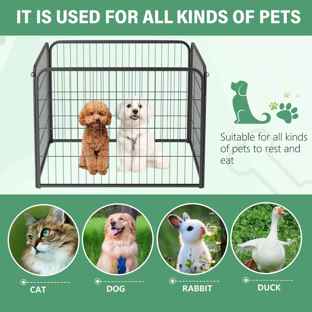 24 Inch Height, Indoor/Outdoor Folding Metal Portable Puppy Exercise Pen