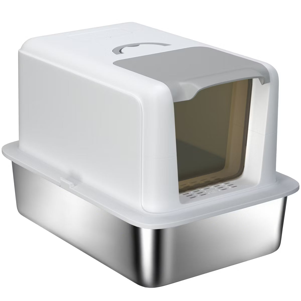 Stainless Steel Cat Litter Box, Extra Large 2 in 1 Kitty Litter Box with Removable Lid, Scoop,