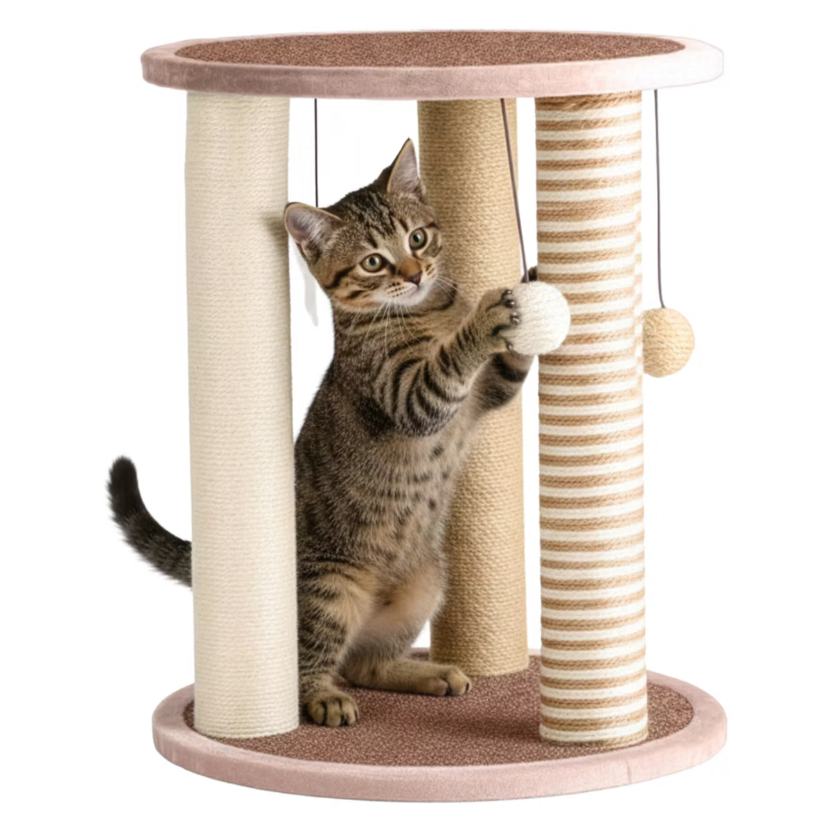 Cat Scratching Post with 3 Carpeted Scratcher Posts