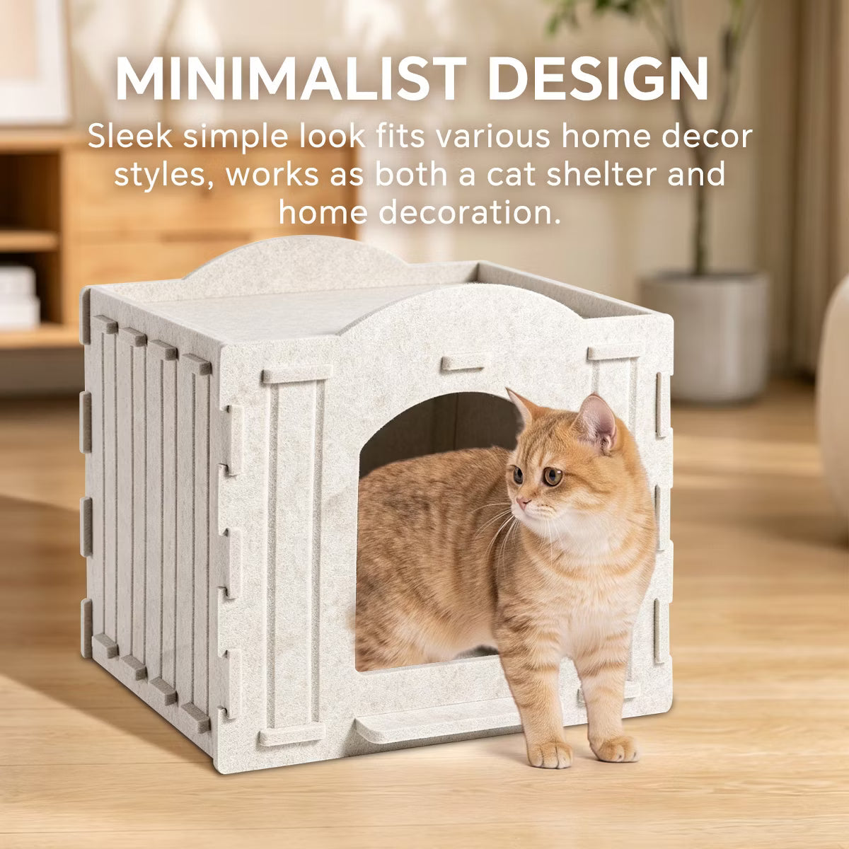 Foldable Felt Cat House Bed with Hanging Ball