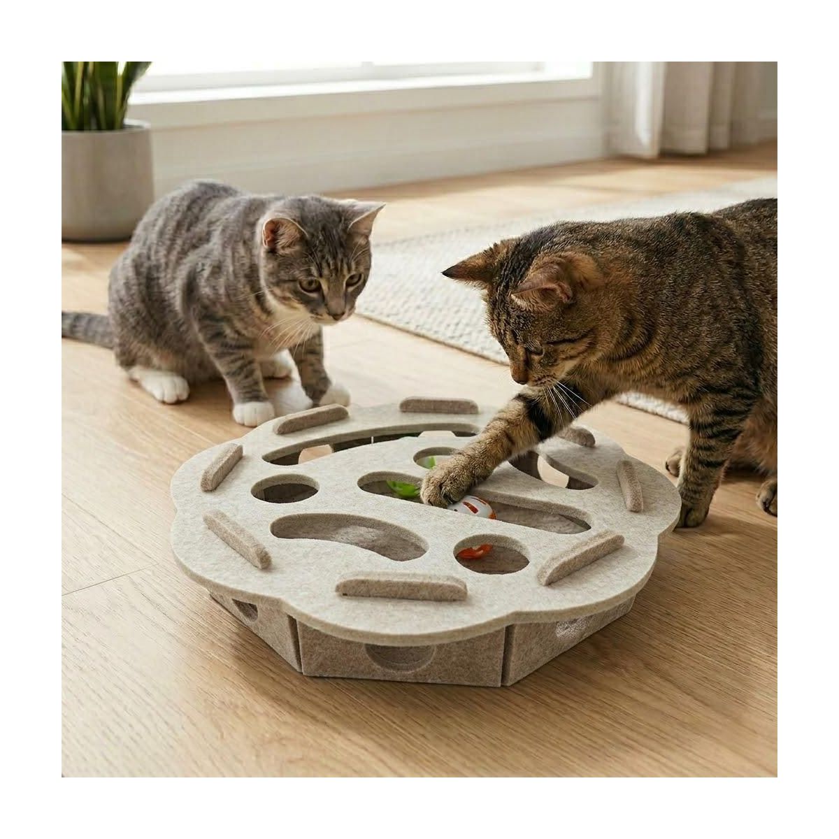 Cat Puzzle Toy Felt Treat Maze Enrichment Toy for Indoor Cats