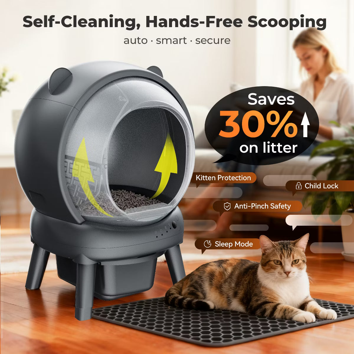 Self Cleaning Litter Box with App Control