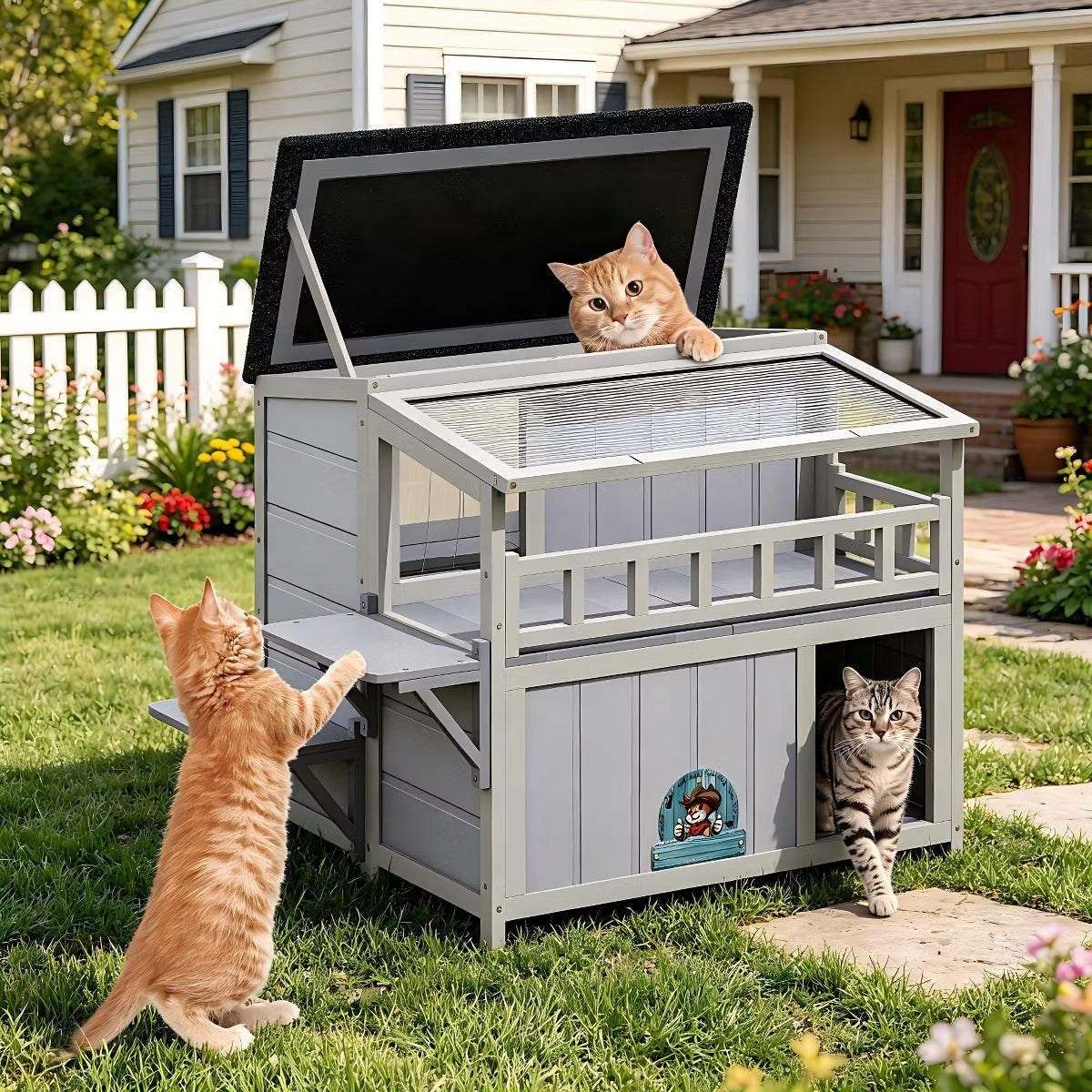 Outdoor Cat House Gray